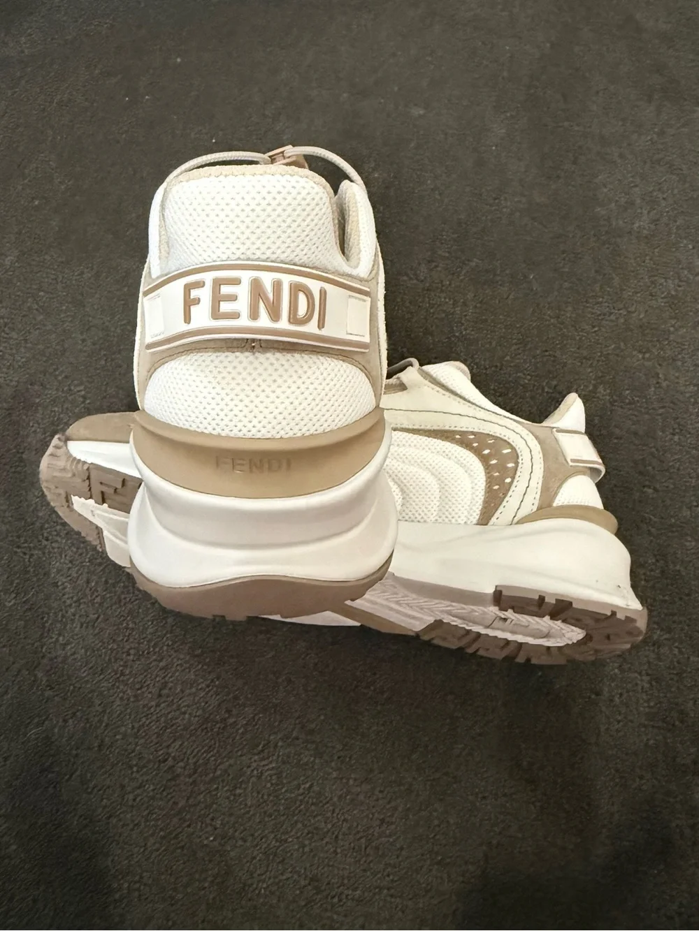 Fendi Women's Cream & White Chunky Mesh Sneaker